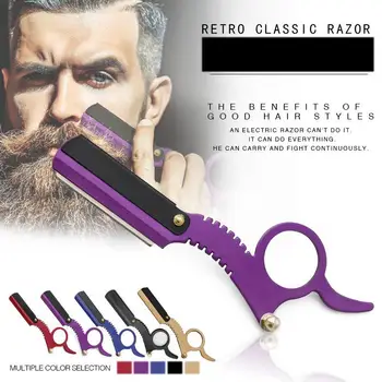 

Multi-colors High Quality Men Stainless Steel Straight Barber Edge Steel Safety Razors Beard Shaving Knife Hair Removal Tools