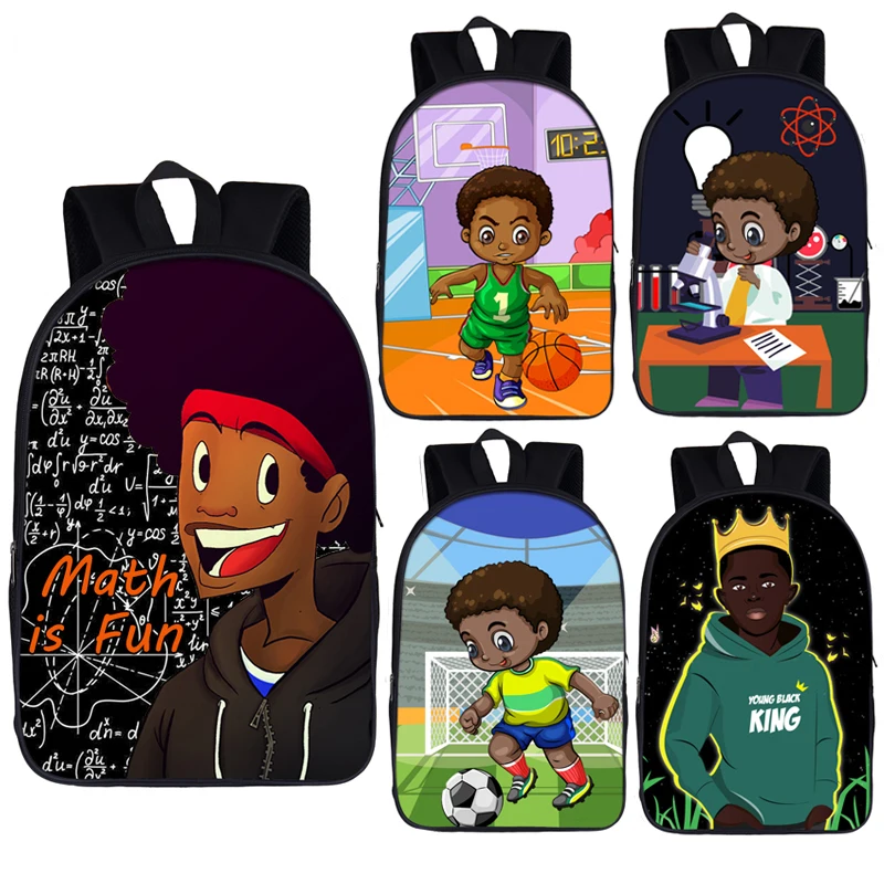 Afro Brown Science Boy Print Backpack Children School Bags For Teenage Africa Boys Daypack Student Laptop backpacks Book Bag | Багаж и