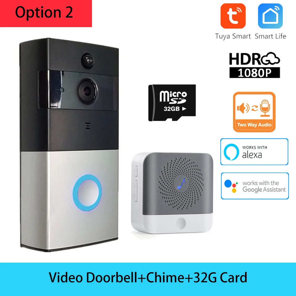 wireless door intercom 1080P Video Doorbell With Camera Tuya WiFi Wireless Intercom for Home Two Way Audio Remote Control Alexa Google Door Bell video intercom Door Intercom Systems