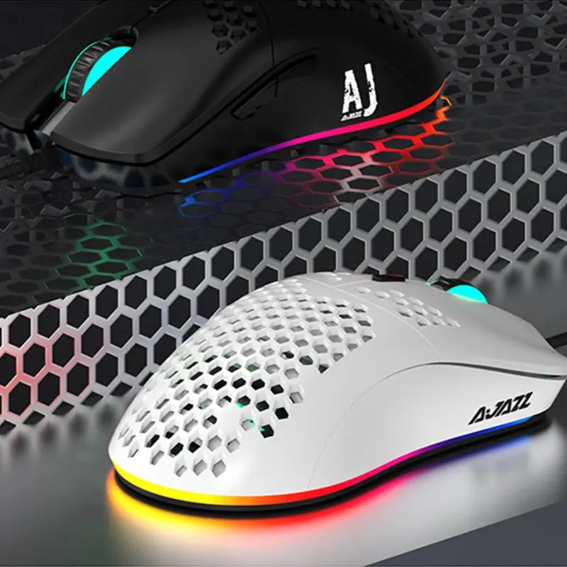 Легкая проводная мышь Ajaz AJ390 игровая с отверстиями 6 точек/дюйм регулируемая для