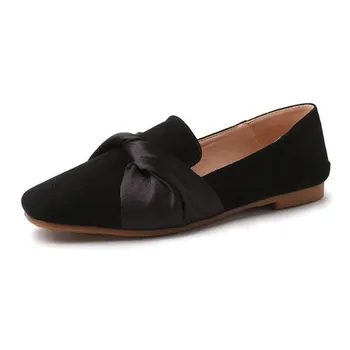 

Plus size women's shoes Flat shoes Spring new black suede bow ladies shoes Loafers women casual shoes flats women shoes