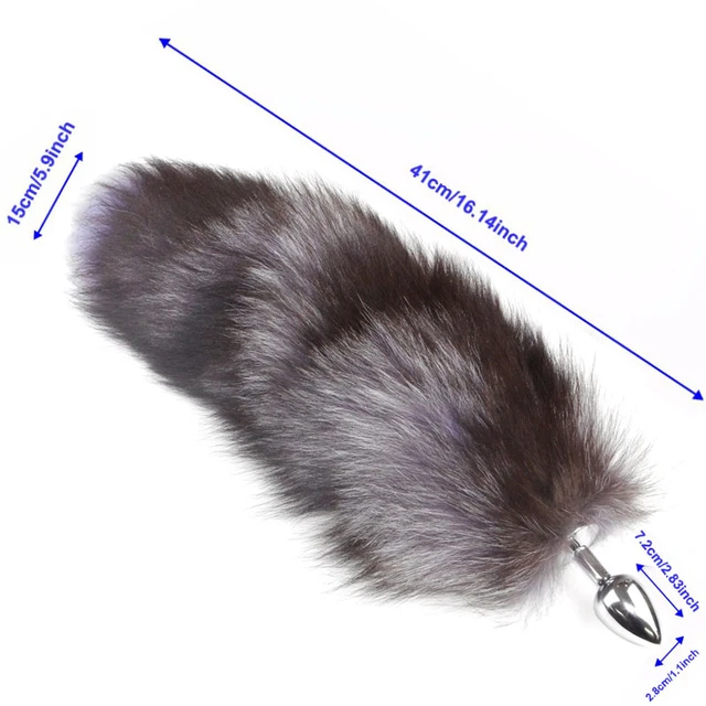 Women Funny False Fox Tail With Stainless Steel Plug Romance Game Toy