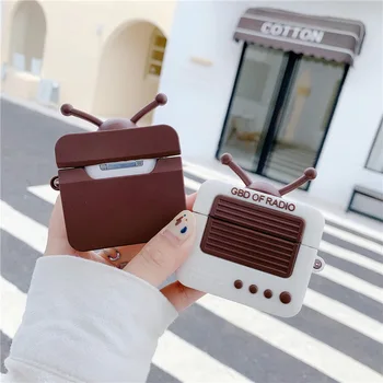 

Hot 3D Radio Cartoon Bluetooth Earphone Case for Airpods 1 2 3 Cute Protective Cover for Airpods Pro Accessories with Keychain