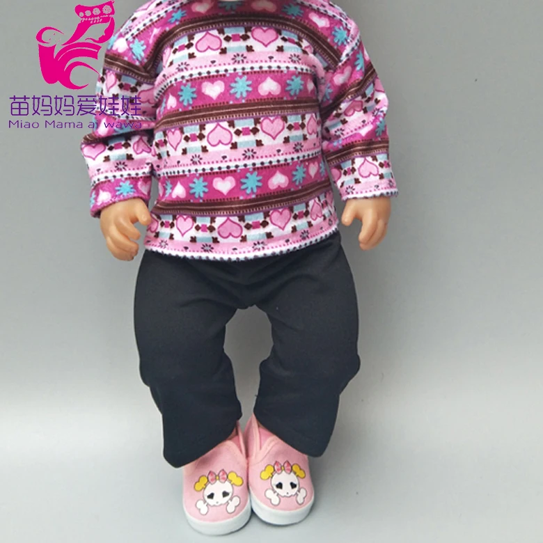 Кукла Одежда для куклы флисовый свитер и черные штаны для девочки 18 дюймов Кукла наряд девочка подарки - Цвет: C6