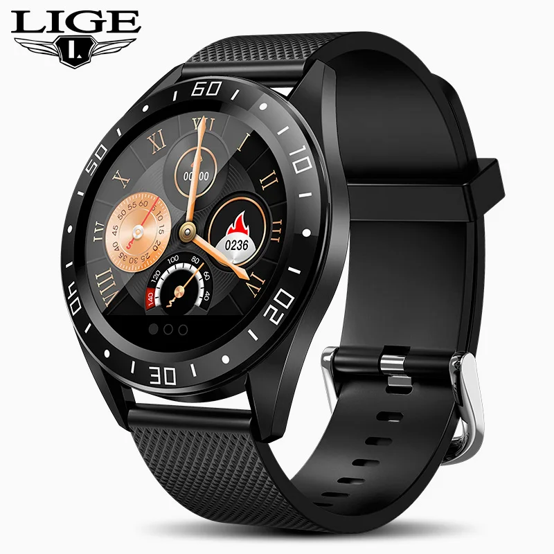 black LIGE, новые Смарт-часы IP68, монитор сердечного ритма, фитнес-часы, кровяное давление, будильник, шагомер, спортивные Смарт-часы для мужчин и женщин+ коробка - Цвет: black