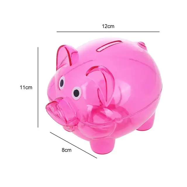 Piggy Bank Coin Box Kids Money Storage Bank Home Decoration Transparent Plastic Saving Boxes For Children Pretend Play Toy Gifts 5