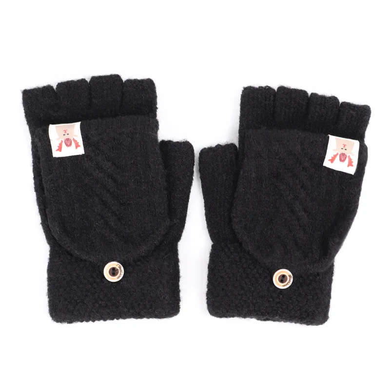 Black Guantes зимние перчатки женские зимние перчатки для девочек одноцветные перчатки из кроличьей шерсти мягкие теплые яркие цвета двойные женские перчатки - Цвет: Black