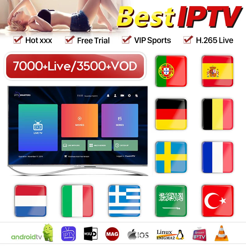 

Europe IPTV Subscription France Portugal Spain Poland IPTV M3u Subscription Turkey Germany 1 Year IPTV Code French MAG Android