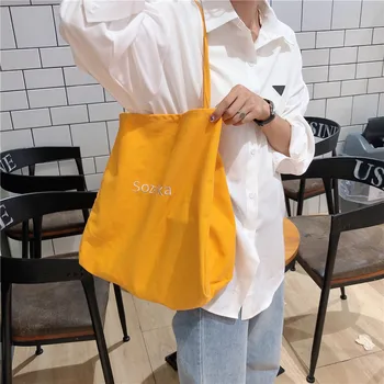 

Spring and summer Korean ins embroidery letters large capacity canvas bag casual shopping bag student wholesale
