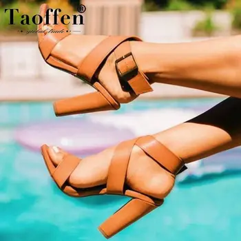 

Taoffen Size 35-43 Women Sandals Party Ladies Wedding Summer Shoes Woman Fashion Buckle Sandals Footwear
