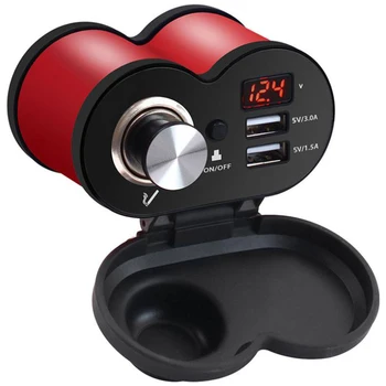 

Motorcycle Dual USB Charger Adapter, Waterproof with Voltage Display, Car Charger, with Switch, Motorcycle Accessories