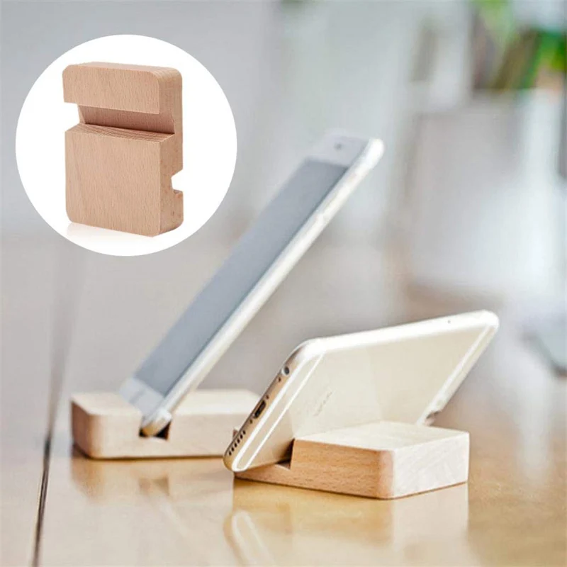 Universal Portable Solid Wood Cell Phone Racks Desk Stand Holder For Mobile Phone Tablet Home Office Storage Organization