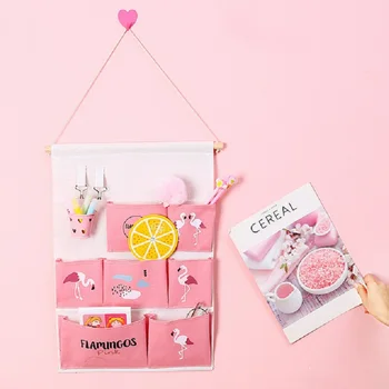 

Cotton Hanging Organizer Wall Mounted Sundries Storage Bags Bedroom Storage Pouch Home Wardrobe Storage Organizer 3/7 Pockets