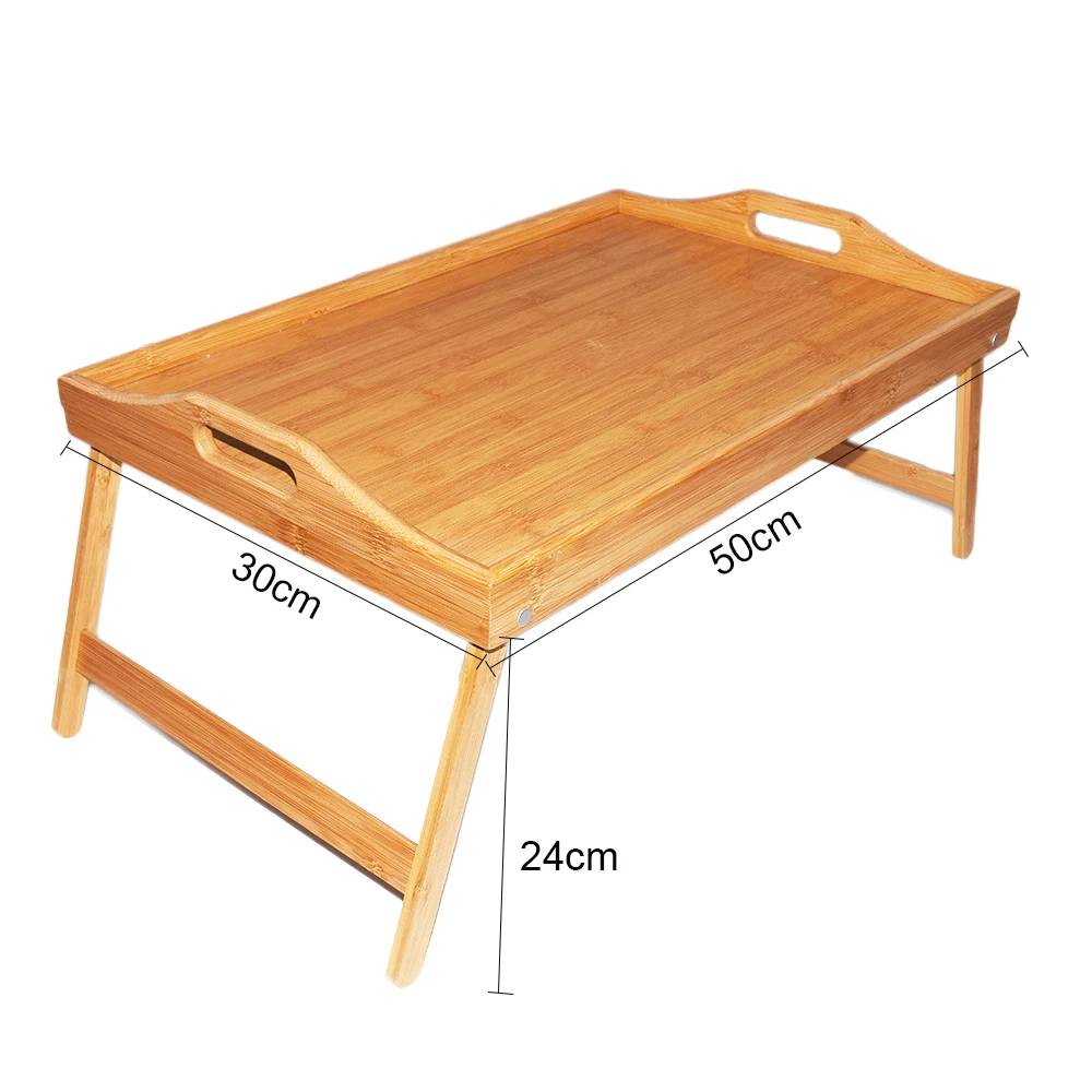 Home Bamboo Wood Bed Tray Portable Folding Laptop Desk Tea Food Serving Table Folding Leg Laptop Desk On The Bed