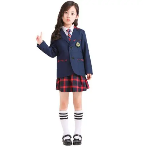 Formal Boys Girls Blazer Suits set Kid school Party Suits Blazer Costume Garcon Formal School wears 2-12Y - Цвет: coat skirt