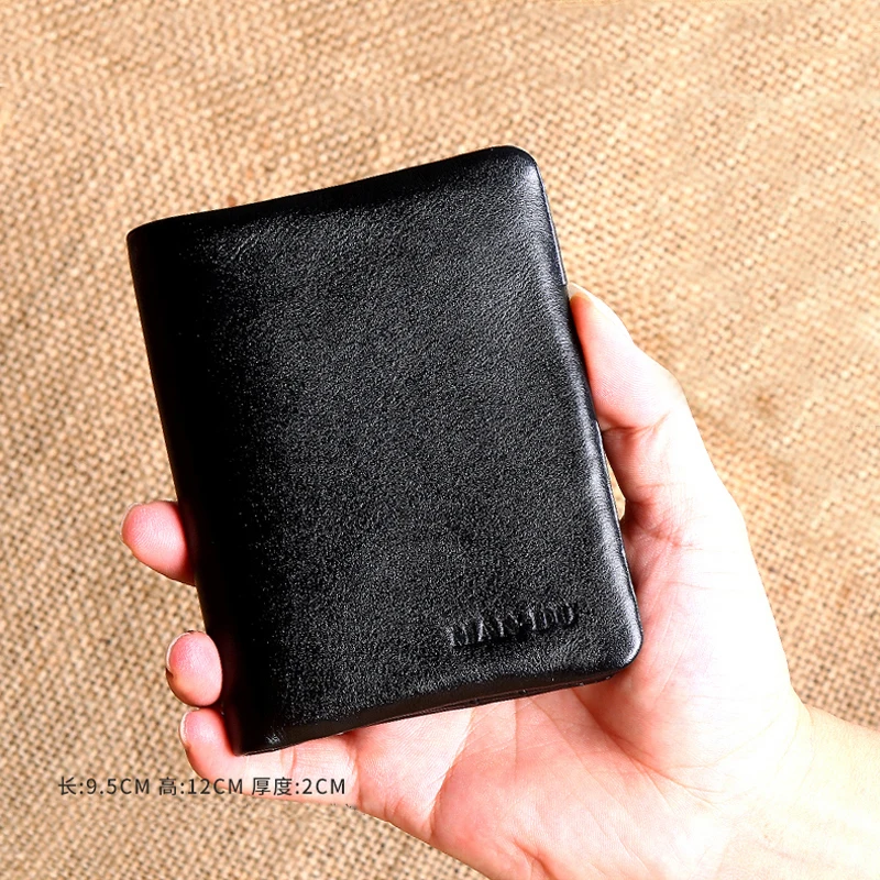 Newest Men Short Wallet Genuine Cow Soft Leather Trifold Wallet Money Credit Card Holder Zip Coin Purse Multifunctional Wallets