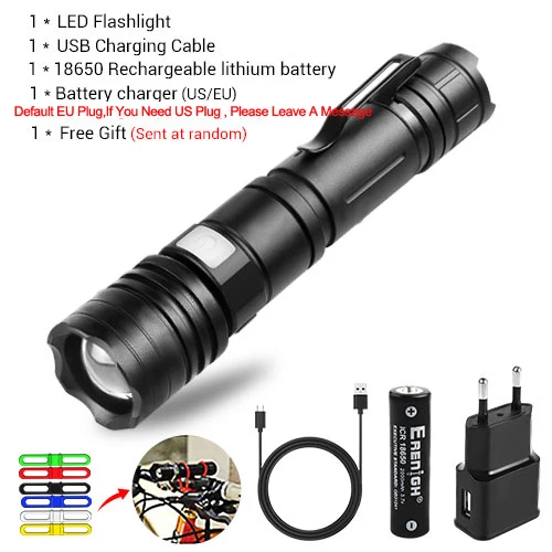 Package C Масштабируемый светодиодный фонарь L2 T6 тактический фонарь USB Перезаряжаемый Linterna водонепроницаемый фонарь ультра яркий фонарь походный фонарик - Испускаемый цвет: Package C