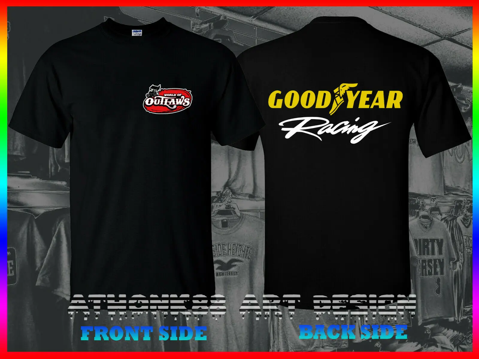 Новая мужская рубашка Goodyear Racing World Of Outlaws Fan футболка для бега уличная размер S-3XL