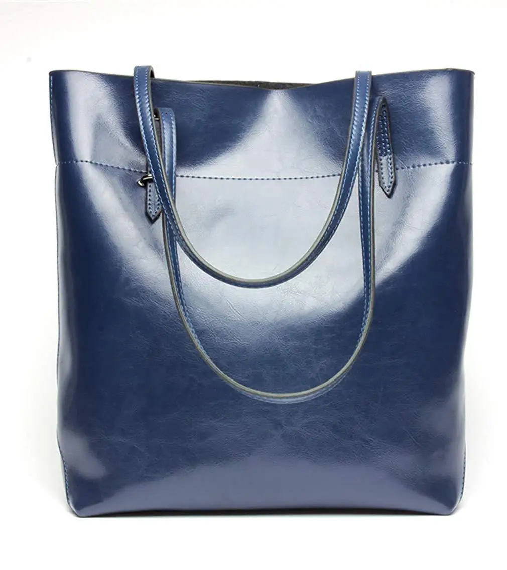 

Amazon Cross Border FOR WOMEN'S Leather Bags Large Bag Europe And America Fashion Shoulder Bag Oil Wax Cowhide Soft Bag Hot Sell