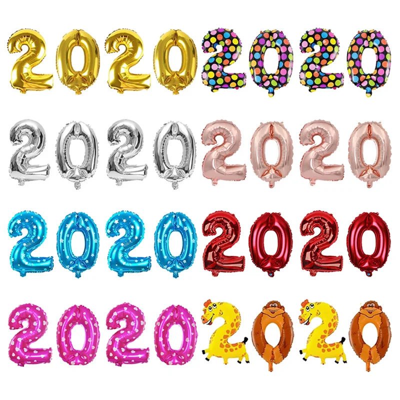 

4pcs 16inch 2020 Number Foil Balloons Gold Silver Globos Navidad Merry Christmas Balloon 2020 Happy New Year Eve Decorations