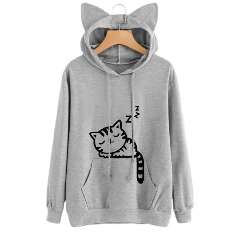 Women Hoodies Pullover Sweatshirts Cute Cartoon Print Hoodies Long Sleeve Hoody Female Spring Autumn Hooded Sweatshirt