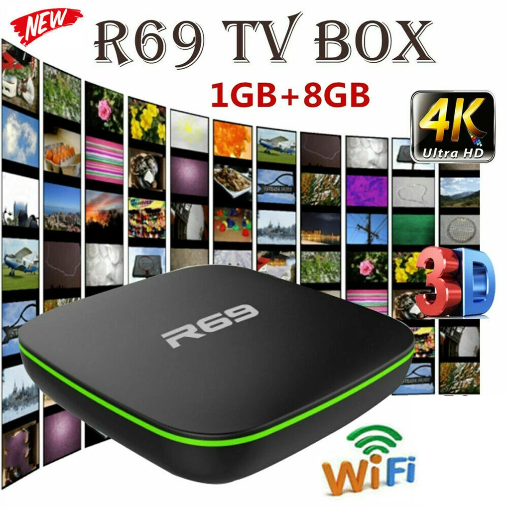 R69 Smart Android 7,1 ТВ приставка 8 Гб четырехъядерный HD 2,4 ГГц телеприставка 1080P HD Поддержка 3D фильмов медиаплеер
