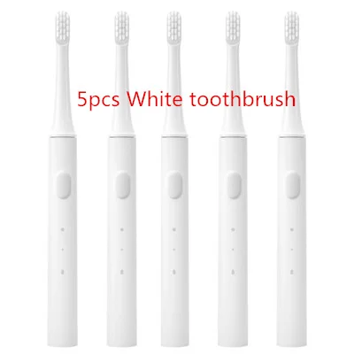 Toothbrush 5pcs Xiaomi Mijia T100 автоматический интеллектуальный водонепроницаемый светильник звуковая электрическая зубная щетка 46 г портативная перезаряжаемая звуковая зубная щетка - Комплект: Toothbrush 5pcs