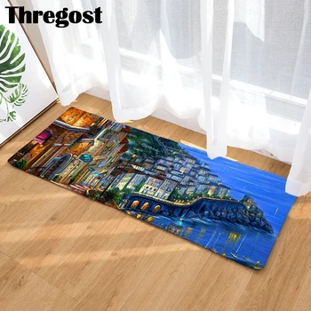 

3D Scenic Painting Printed Carpets Mats Bedside Rugs Anti-slip Coffee Table Floor Mat for Bedroom Rug Kitchen Microfiber