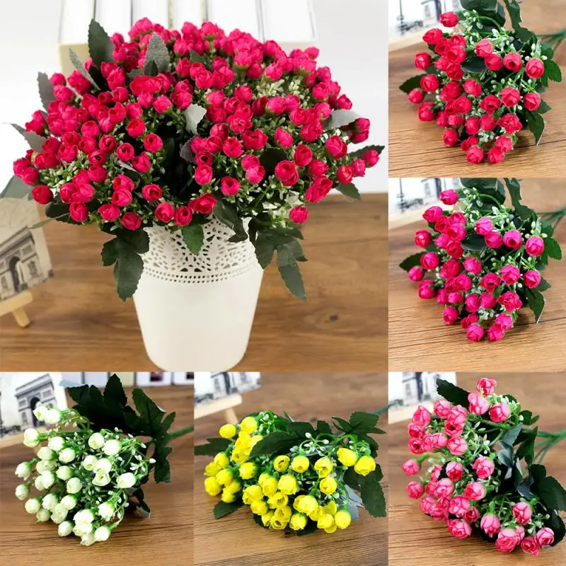 

Rose Artificial Flowers 27cm Silk Fake Bouquet Buch Fake Flowers Wedding Home Party Decor indoor Christmas Decoration