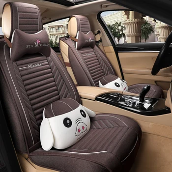 

Full Coverage flax fiber car seat cover auto seats covers for toyota mark 2 prado 120 150 premio prius 20 30 rav4