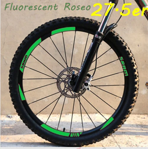 MTB обода колеса наклейки для горный велосипед замена Светоотражающие Fluo Гонки Велоспорт грязи виниловые обода наклейки - Цвет: 27.5er Fluo Green