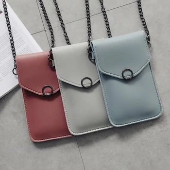 

Women's Touch Screen Cell Bag Phone Purse Transparent Simple New Hasp Cross Wallets Smartphone Leather Shoulder Light Handbags