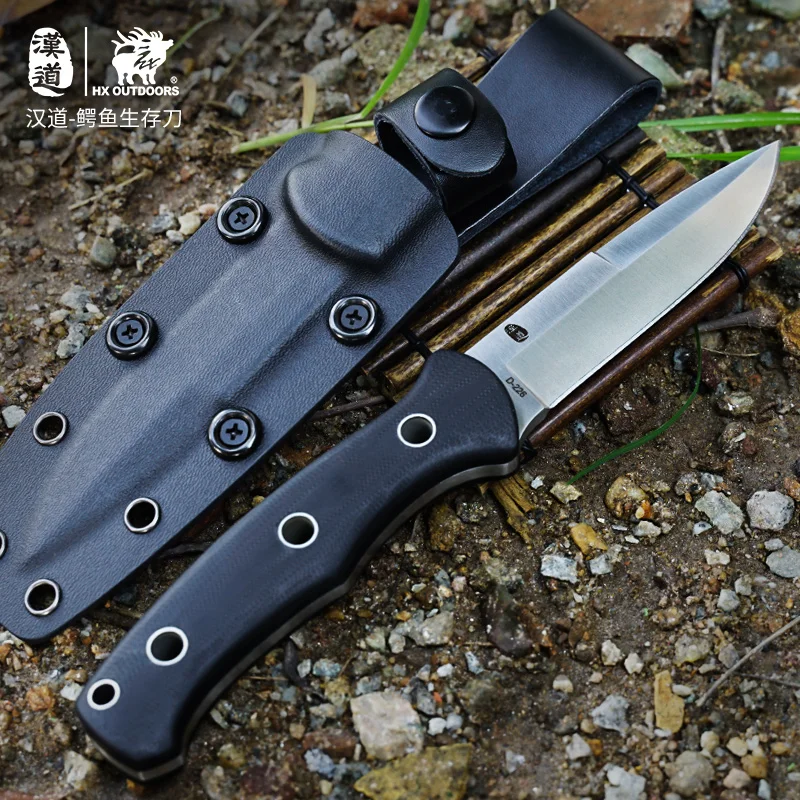 Hx outdoors 7cr17mov steel camping knife g10 handle survival rescue knives with k sheath edc tool, dropship