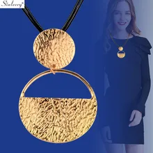 SINLEERY, винтажное, большое, полое, двойное, круглое, длинное ожерелье с подвеской, кожаная цепочка, бижутерия, аксессуары XL180 SSB