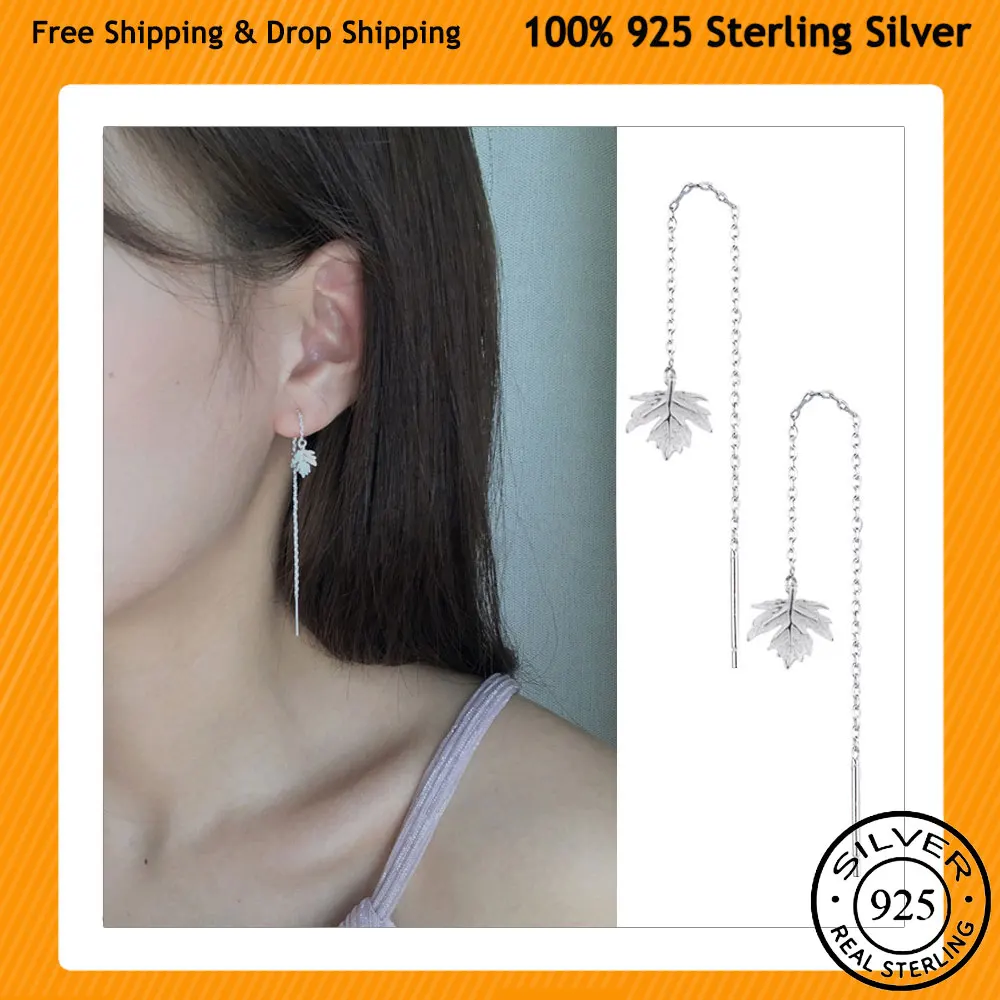 Real 925 Sterling Silver Blue Zircon Star Moon Short Tassel Dangle Drop Earrings For Elegant Women Fashion Jewelry Gift YC35 |