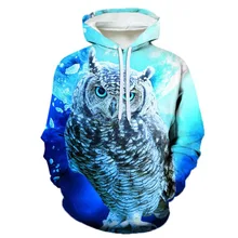 

New Casual Spring And Autumn Sweatshirt 3D Printed Owl Men's And Women's Children's Hoodie Long Sleeve Pullover Jacket 2021