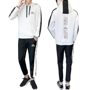 

Tracksuit Men Two Pieces Set Fashion Mens Sportswear Male Jacket Hoodie + Pants Sweatsuit Cardigan Clothes Hombre 2020 Big Size