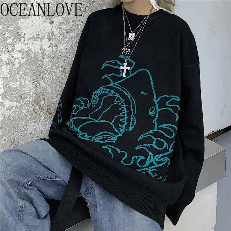 Мужские и женские свитера с принтом OCEANLOVE Harajuku уличная мода в японском стиле