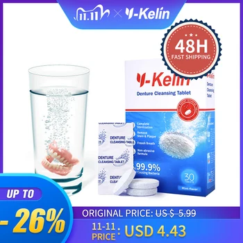 

Y-Kelin Denture Cleansing Tablet 32 Tabs Denture Cleanser Pills Whitening Remove Plaque Antibacteria