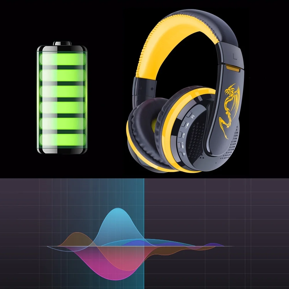 Беспроводные bluetooth-наушники с шумоподавлением, стерео гарнитура тяжелого баса, складная повязка на голову для ПК и ноутбуки телефонов
