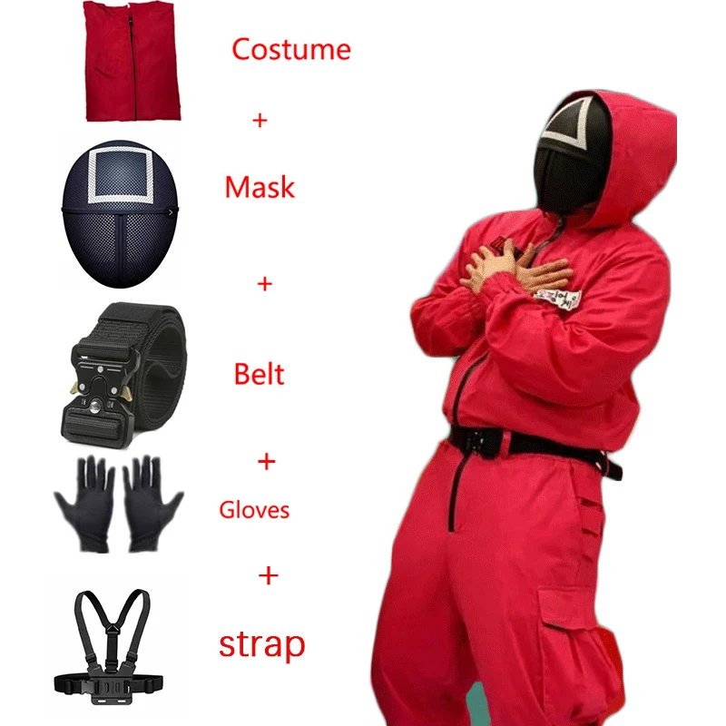 Squid Game Red Jumpsuit Cosplay Costume Sets
