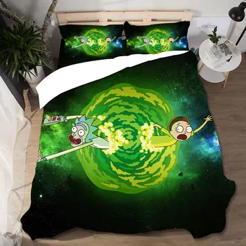 

Cartoon Bedding Set Luxury Rick and Morty Bed Linen Kids Bedding Twin Size Sabanas King Size Home Textiles Anime Ropa De Cama 3D