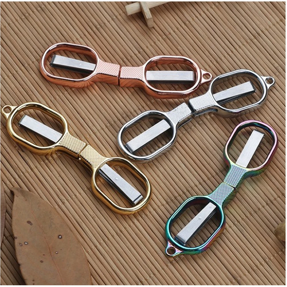 Stainless Steel Anti-rust Portable Folding Scissors Glasses Shaped Mini Shear Fishing Scissor For Home And Travel Camping Use