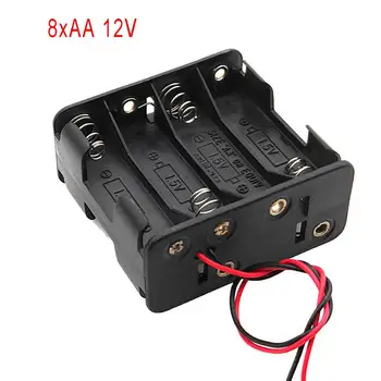 

8AA 12V Battery Clip Slot Storage Holder Box Case 8*AA Batteries Stack With line