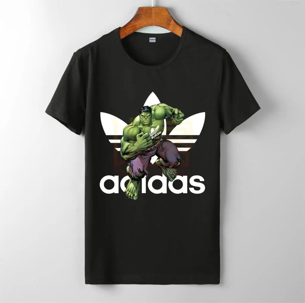 Addidas X MCU Hulk футболка с надпись Marvel 2019 модные все размеры Мужская брендовая круглым