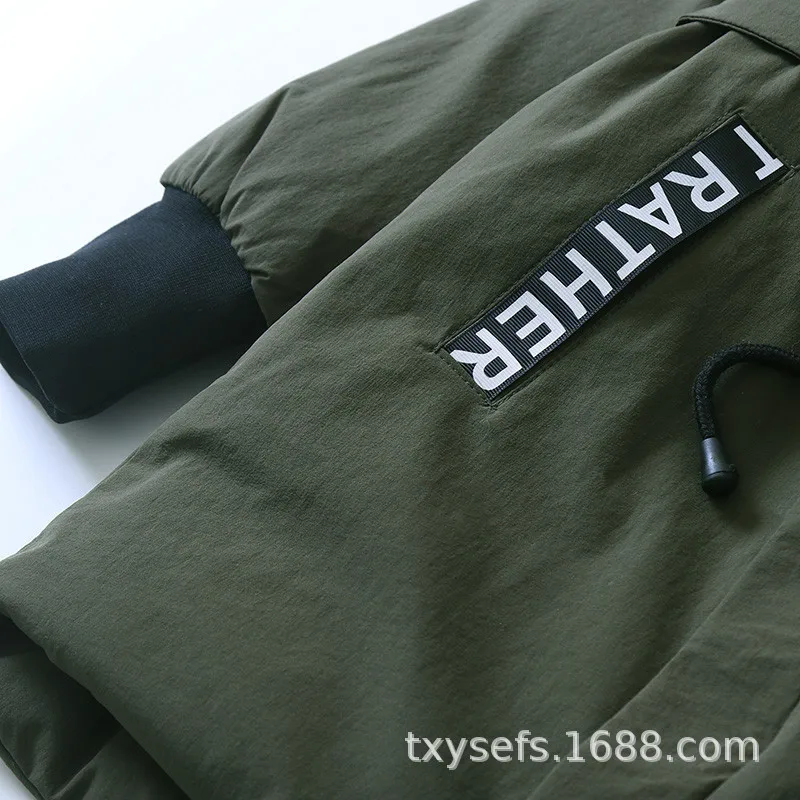Hb-18031 стеганое хлопковое пальто средней длины с буквенным принтом и меховым воротником с капюшоном для мальчиков; коллекция года; Сезон Зима; стиль; детская одежда