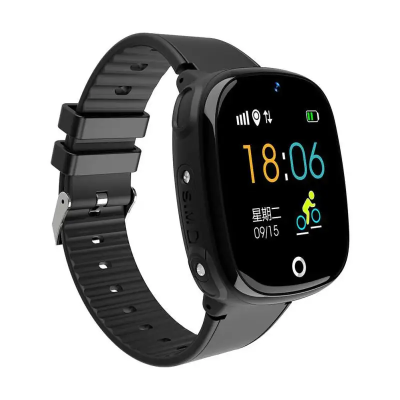 Черный HW11 gps безопасное позиционирование детей Смарт часы водонепроницаемые наручные часы ребенок подарок Дети Поддержка SIM браслет карта 5VV - Цвет: Черный