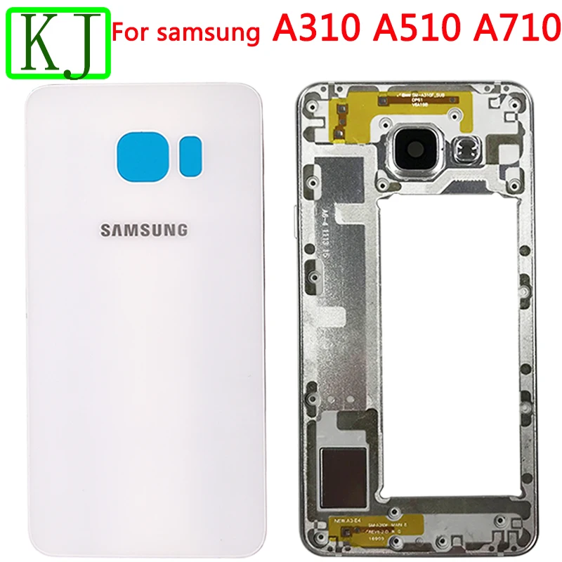 Задний Полный Корпус для samsung Galaxy A3 A5 A7 A310 A510 A710 батарея задняя крышка передняя средняя рамка Корпус платы