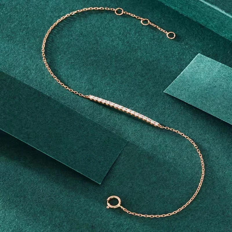 Real Natural Diamonds White Gem 18K Rose Gold Bracelets Chain & Bracelets Hiphop Rock Anniversary Gift