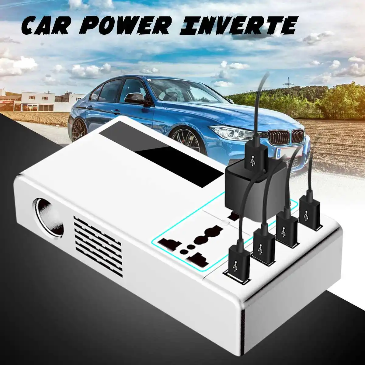 Многофункциональный автомобильный инвертор 12 В/24 В к AC110V/220 В 60 Вт/120 Вт преобразователь питания зарядное устройство автомобильный прикуриватель дисплей Напряжение